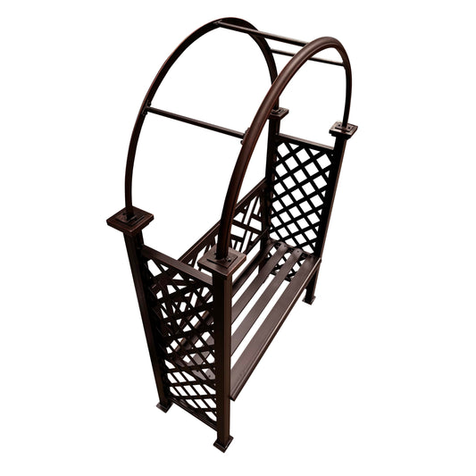 Bronze Aluminum Garden Arbor Arch with 2-Seater Bench