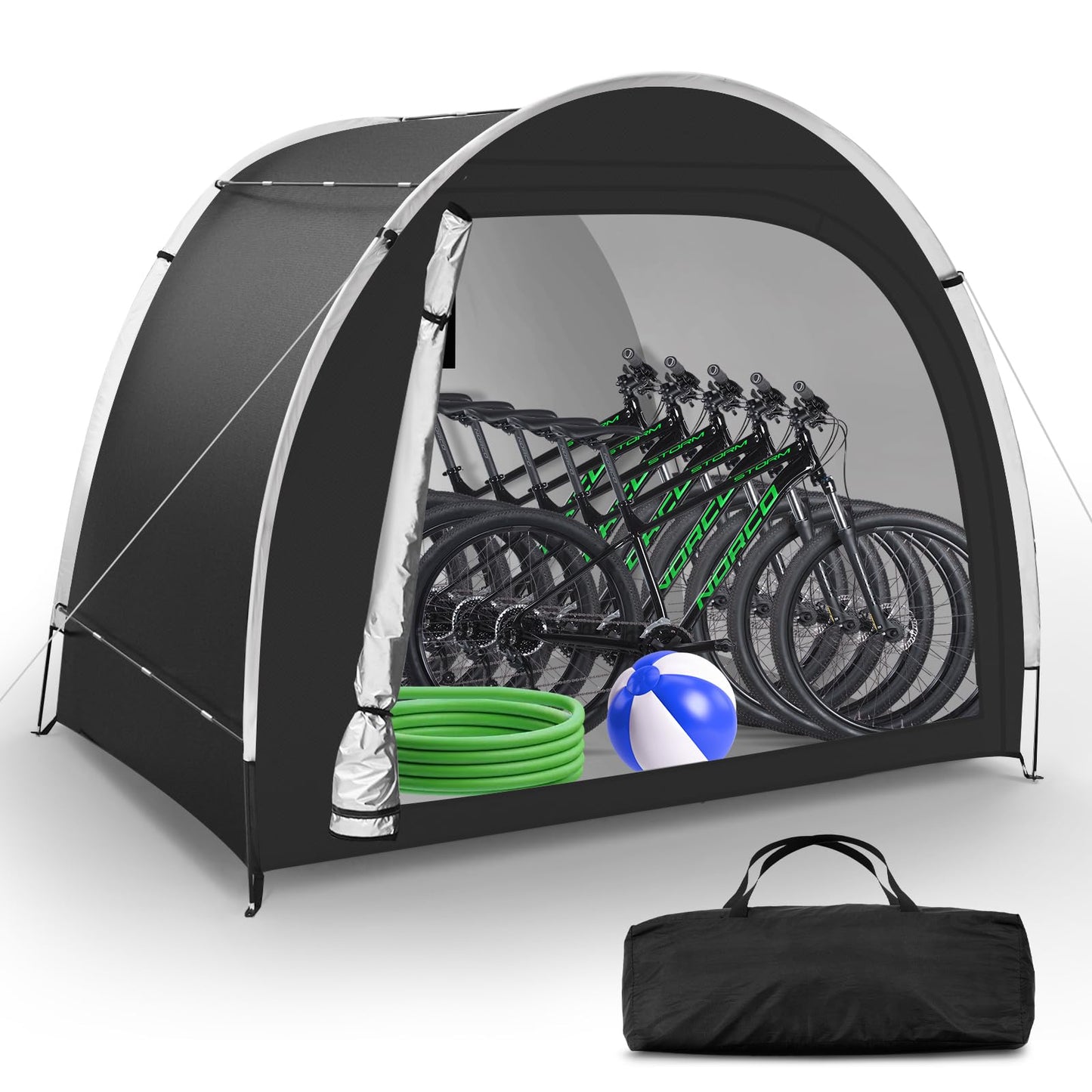 Bike Storage Tent Sheds - Outdoor Storage Waterproof, Upgraded 6.56x4.92x5.58ft Bicycle Shed Tent, Portable Bike Covers Shelter with Carry Bag for Motorcycle, Garden Tool - Medium