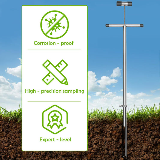 ZUIWAN 40 INCH Soil Sample Probe,Stainless Steel t-Style Handle Soil Probes for Soil Sampling,Soil Core Sampling Tool for Soil Sampling Plant Care,Garden,Farm,Agriculture,Golf Course,Lawn