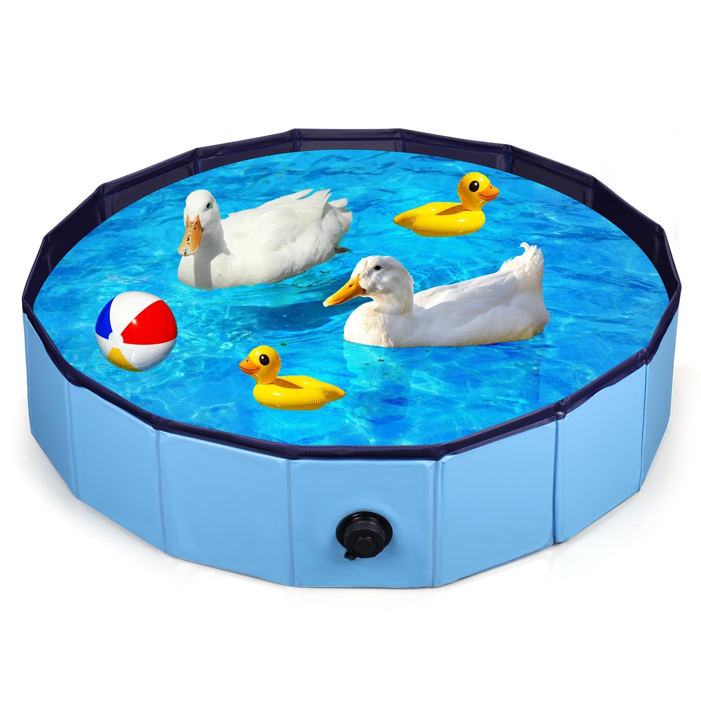 Mity rain Duck Pool, Collapsible Bath Tub for Duck Cooling, High Density Board Pool for Ducks Dogs Cats Kids Swimming 31.5in * 7.8in