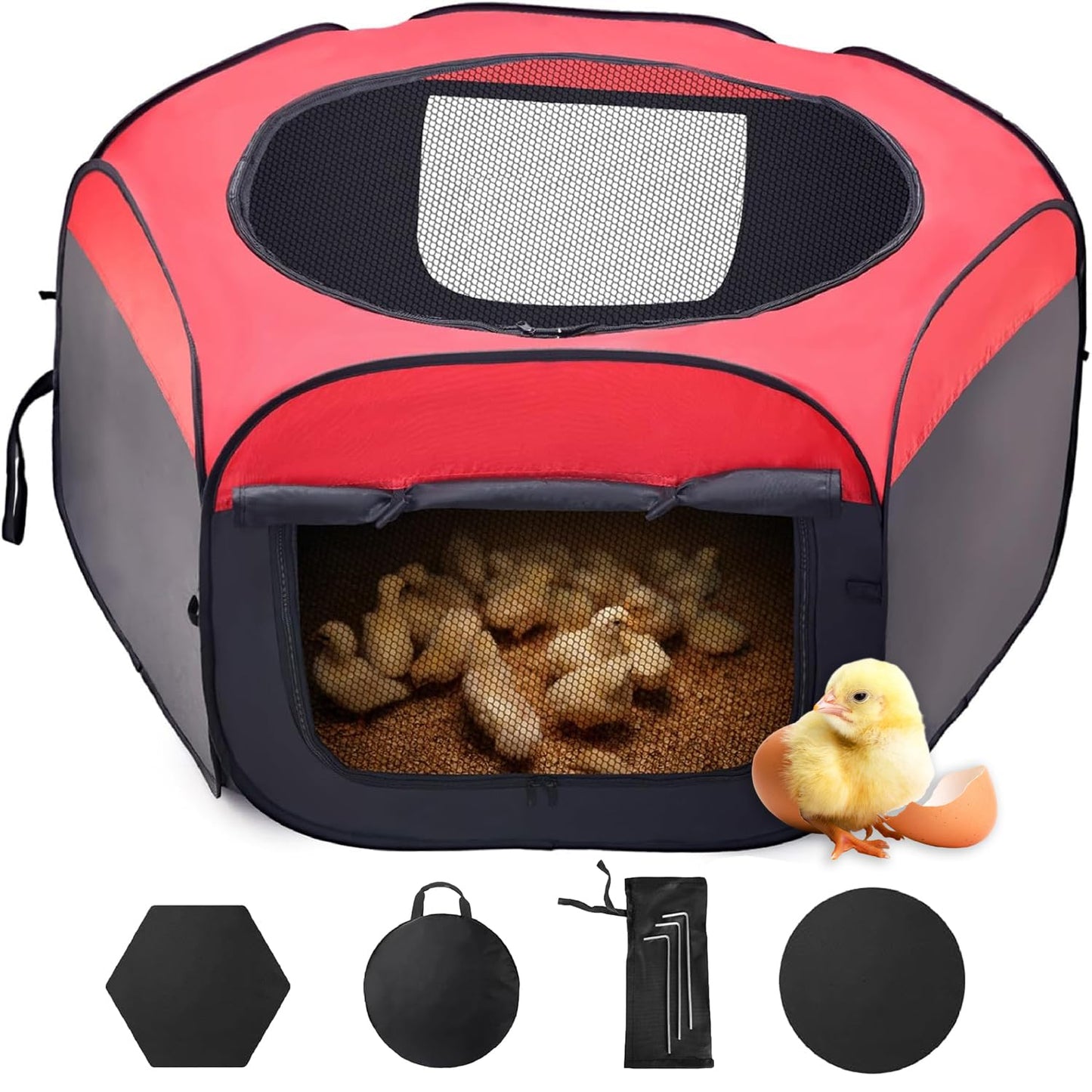 Chicken Brooder, Brooder Box for Chicks, Chick Starter Kit, Chick Brooder Kit, Pop Up Chicken Brooder, Double Door Chicken Coop/Baby Chicken Cage/Chicken Pen Up to 15 Baby Chicks, Duck and Quail