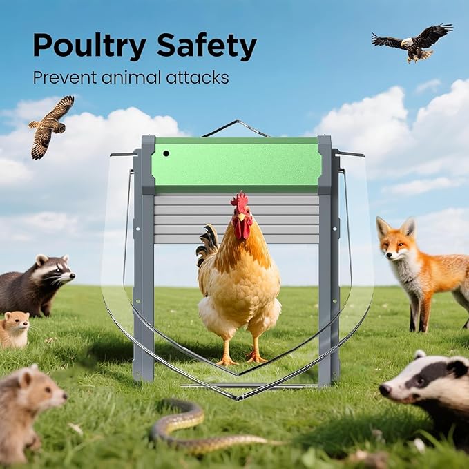 Automatic Chicken Coop Door Solar: Automatic Chicken Door - Solar Powered Chicken Coop Door with Timer & Light Sensor - Aluminum Alloy Chicken Door - IP65 Weather Proof - Remote Control- 4 Modes