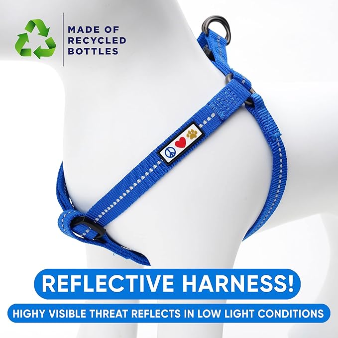 Pawtitas Recycled Dog Harness with Reflective Stitched a Puppy Harness Made from Plastic Bottles Collected from Oceans Small Blue Ocean