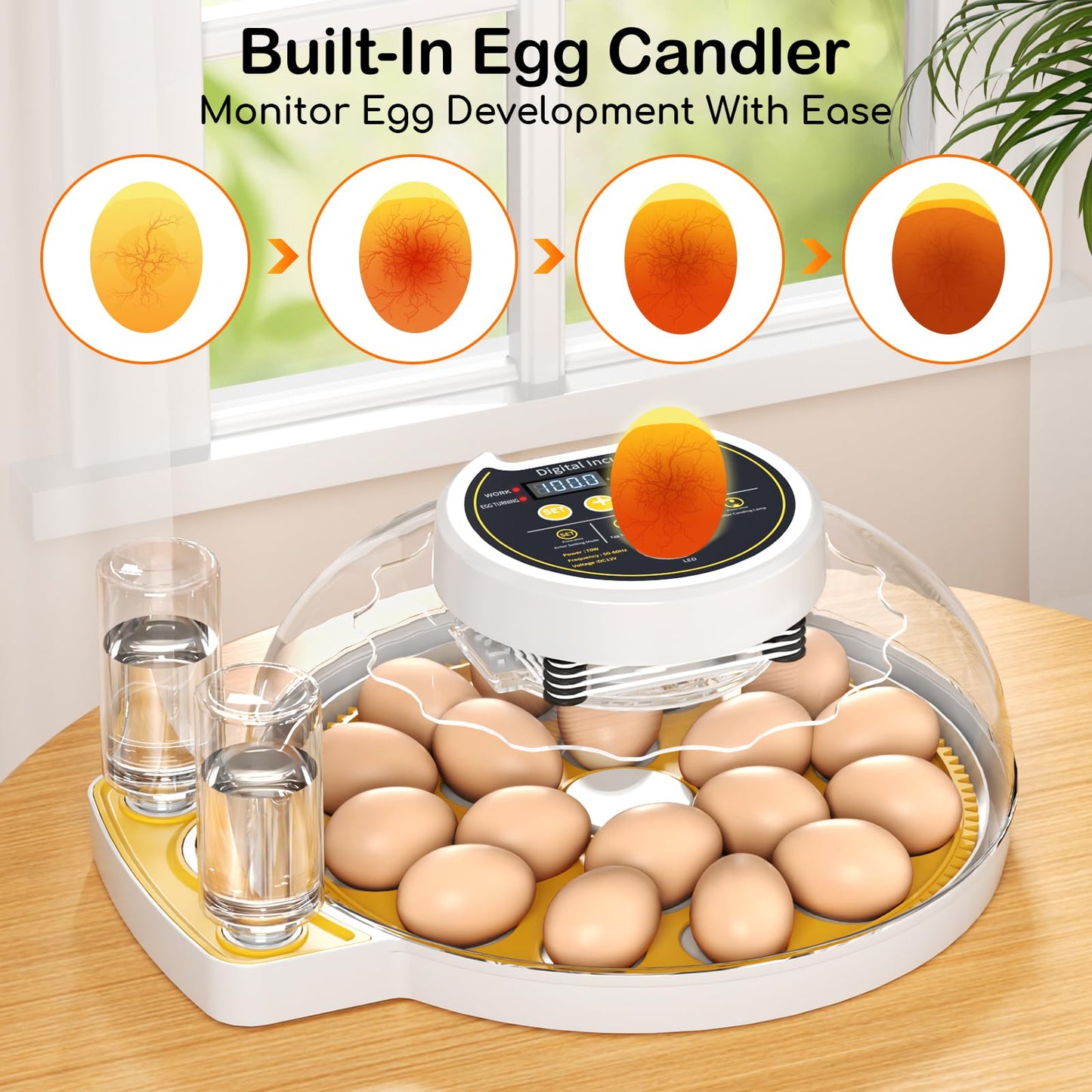 2025 Upgrade 18 Egg Incubator with Automatic Egg Turning and Humidity Control, Egg Incubators for Hatching Eggs Chicken Ducks Goose Quail Pigeon Turkey, Automatic Incubator for Home Classroom Lab Farm