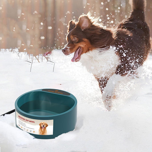 Enjoying Heated Pet Bowl for Cat Outdoor, 2.2 L, Ice Free, Heated Water Bowl for Dogs Chickens Rabbits Birds, Intellectual Temperature Control Thermal Bowl, Green