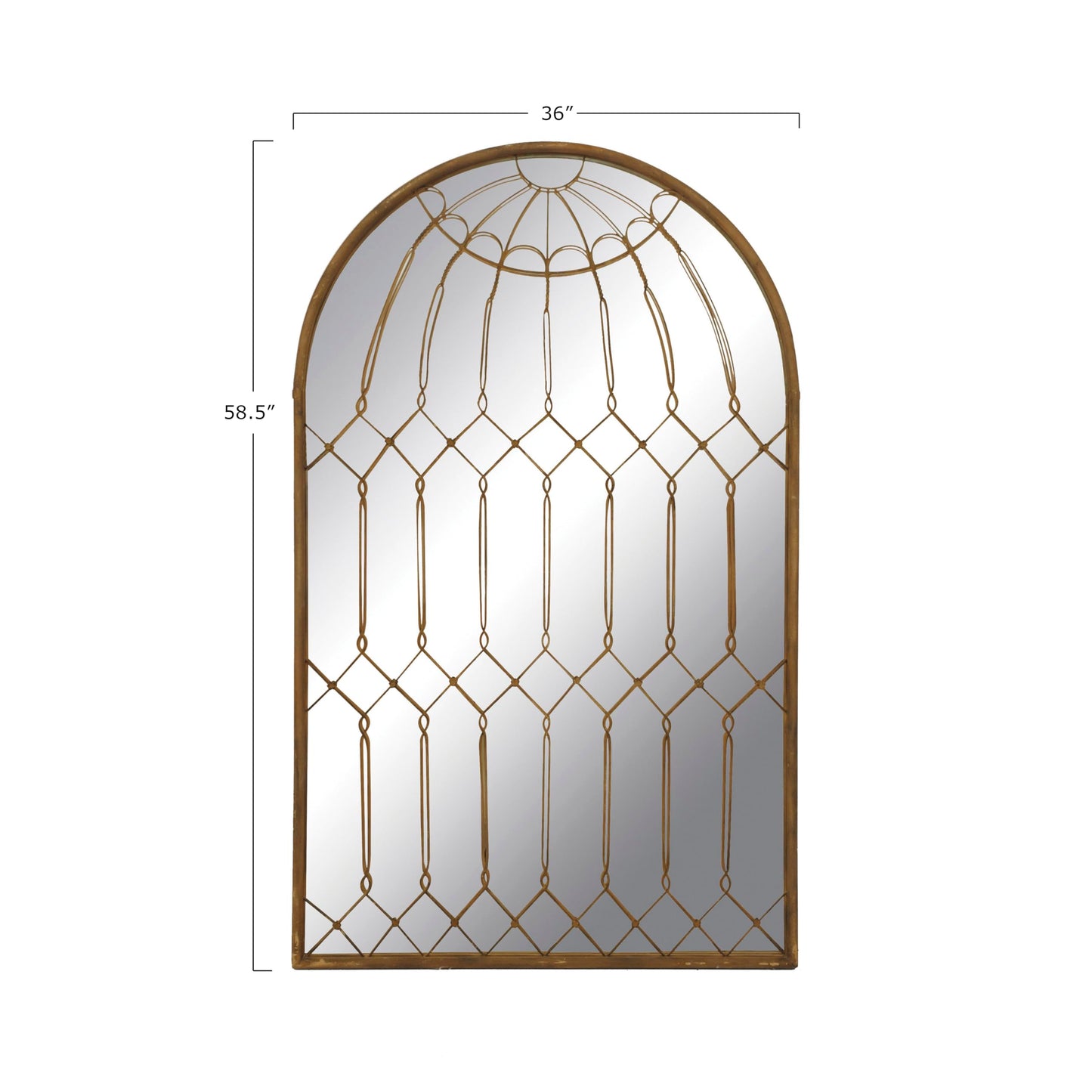 Creative Co-Op Arched Mirror with Iron Cage Design
