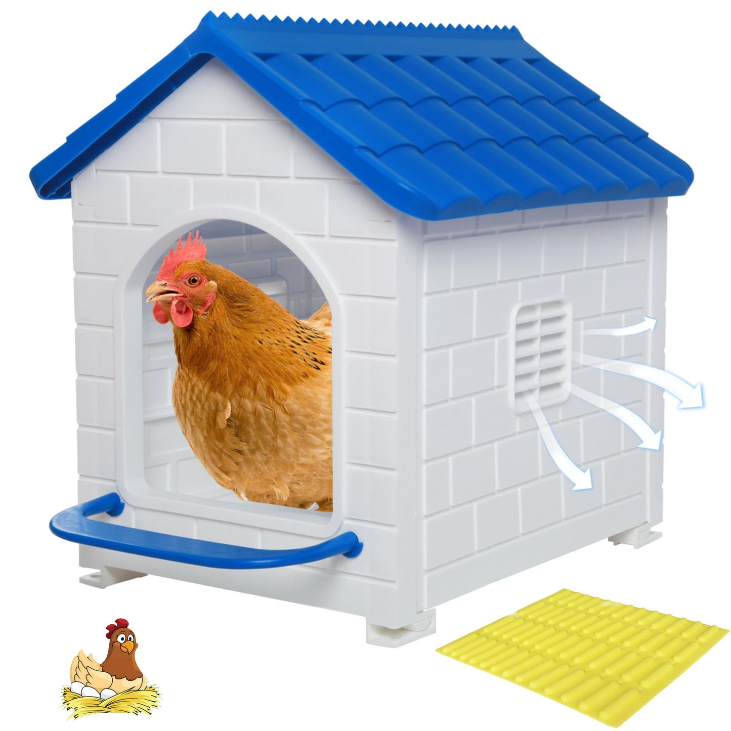 Nesting Boxes for Chicken, Plastic Single Compartment Chicken Nesting Box for Laying Eggs for Hens, Ducks and Poultry - Blue