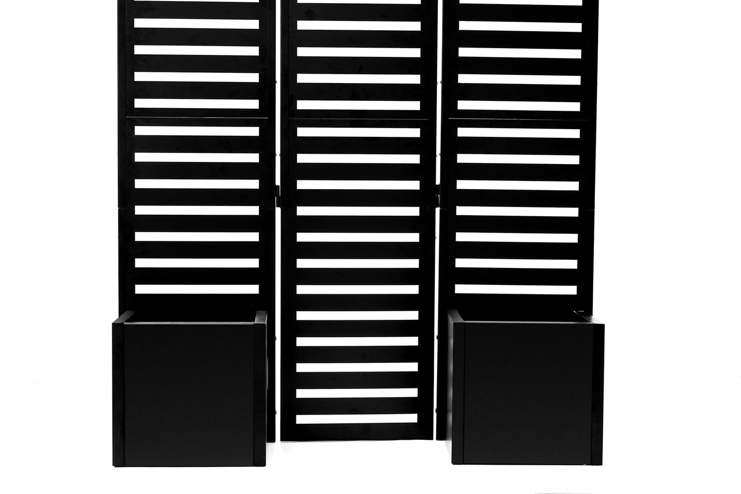 Privacy Screen with Planter Box Metal Garden Fence Panel,3-Panel Freestanding Outdoor Room Divider with 4 Self-Draining Raised Garden Beds for Patio, Deck, Yard