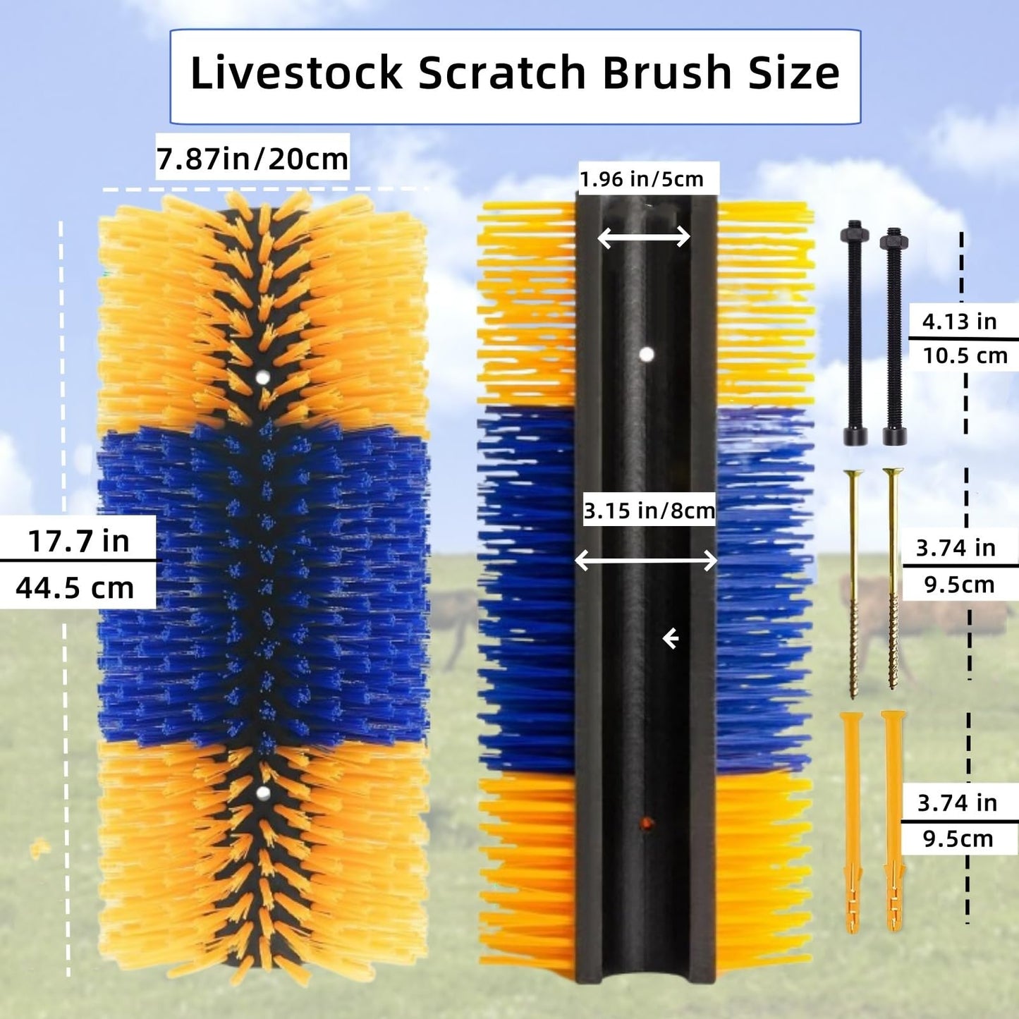 Livestock Scratching Brush, 2pcs Goat scratching Post for pig dog sheep,Durable Cow Brush can be Easily Mounted,Goat Horse Supplies for Livestock Self-Grooming,Protecting the Fence