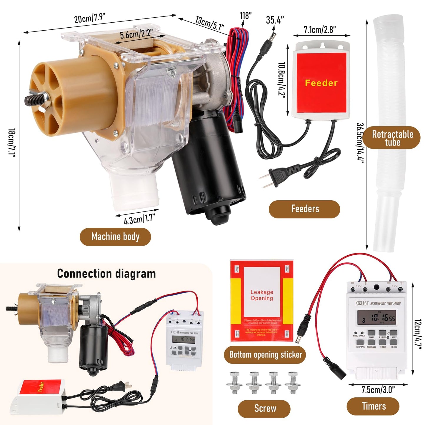 PKNYBZH Timed Automatic Chicken Feeder and Duck Feeder, Timed Poultry Feederer Great for Chickens, Ducks, Geese, Pigeons, Fish, Dogs, Fish, Cats