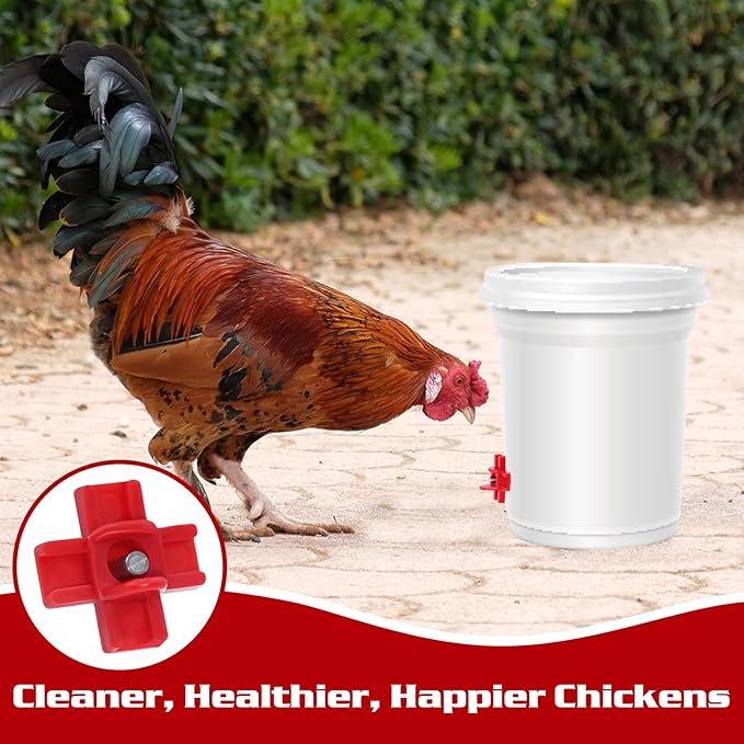 Chicken Waterer Nipples, 8 Pack Horizontal Side Mount Automatic Nipple Drinkers for Poultry Coop, Leakproof, Water-Saving, Easy Install with Drill Bit for Chickens, Ducks, Quails & Birds