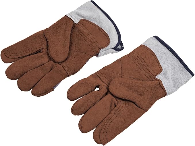 SATA Heavy Duty Halfleather Work Gloves, Doublelayer Cowhide, Cotton Lining, Leather Palm, Gardening, Yard Gloves