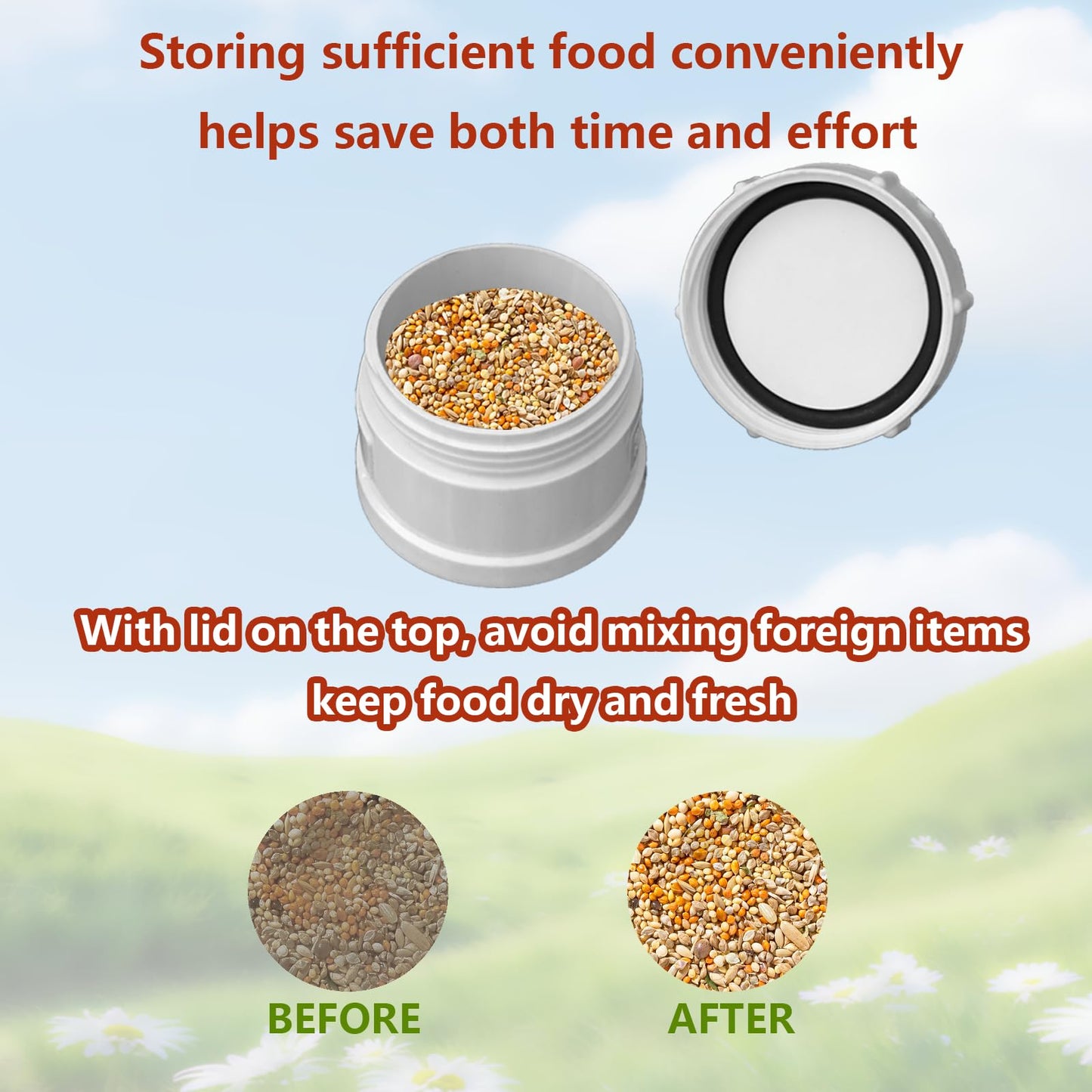 3Pack Automatic Chicken Feeder, PVC Pipe Hanging with Lid Hanging, for Chicken Poultry Feeder, Easy to Install and Clean
