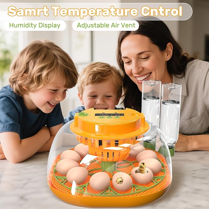 Incubators for Hatching Eggs, 12 Egg Incubator with Automatic Egg Turning and Humidity Control, Egg Candler, Auto Water Replenishment, Air Vent, for Hatching Chicken Duck Quail Goose Eggs