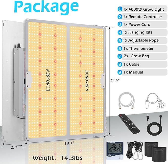 4000W LED Grow Light Full Spectrum 5x5ft Coverage Remote Control Dimmable Grow Lamps with Timer Plant Light for Hydroponic Indoor Plants Veg and Flower (1276Pcs LEDs)