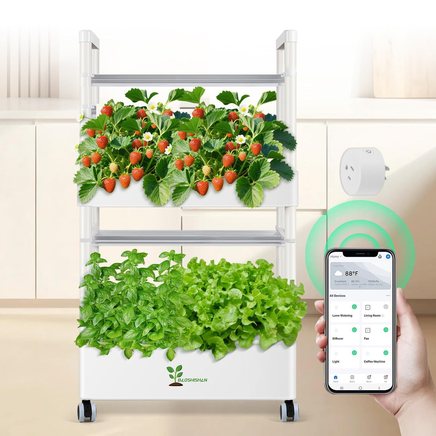 BAOSHISHAN Vertical Hydroponics Growing System Kit, 28 Pods Indoor Gardening System with LED Grow Light, Hydroponic Garden for Vegetable Herb Fruit, WiFi Smart Plug & Auto Circulating Water
