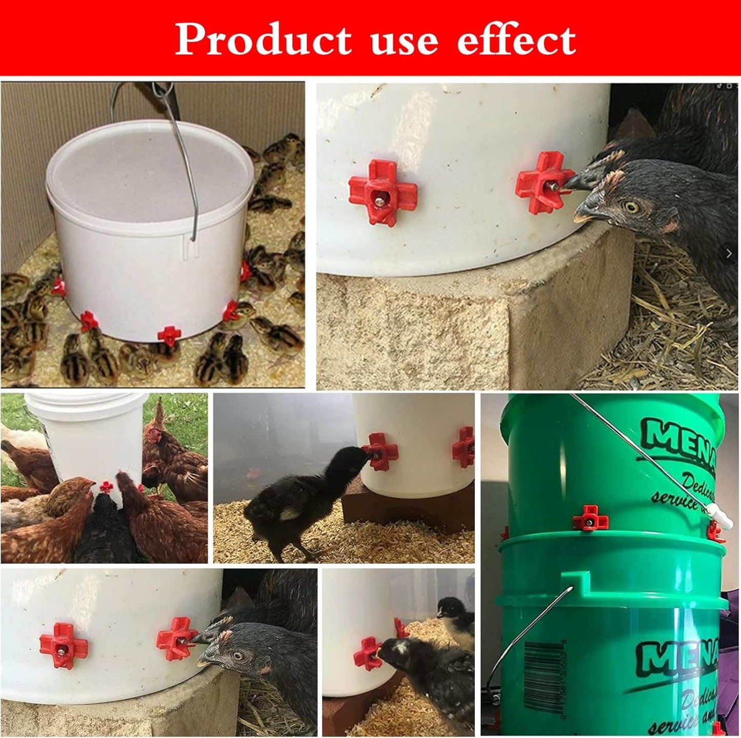 12 Pcs Horizontal Chicken Waterer Nipples with Drill Bits, Leakproof Poultry Watering System for Chicken Coop, Durable ABS Plastic & Stainless Steel, Water Saving Design for Outdoor Use