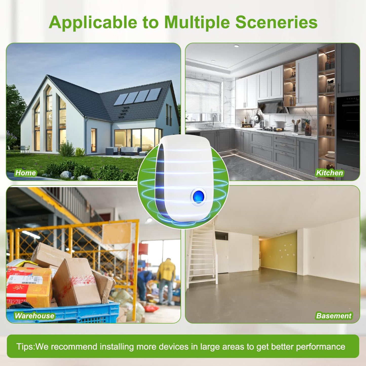 Upgraded Ultrasonic Repellent 6 Packs Pest Control Electronic Plug in for Cockroach Bugs Insects Spider Rodent Mosquitoes Mouse Repeller for Home Garage Hotel Office