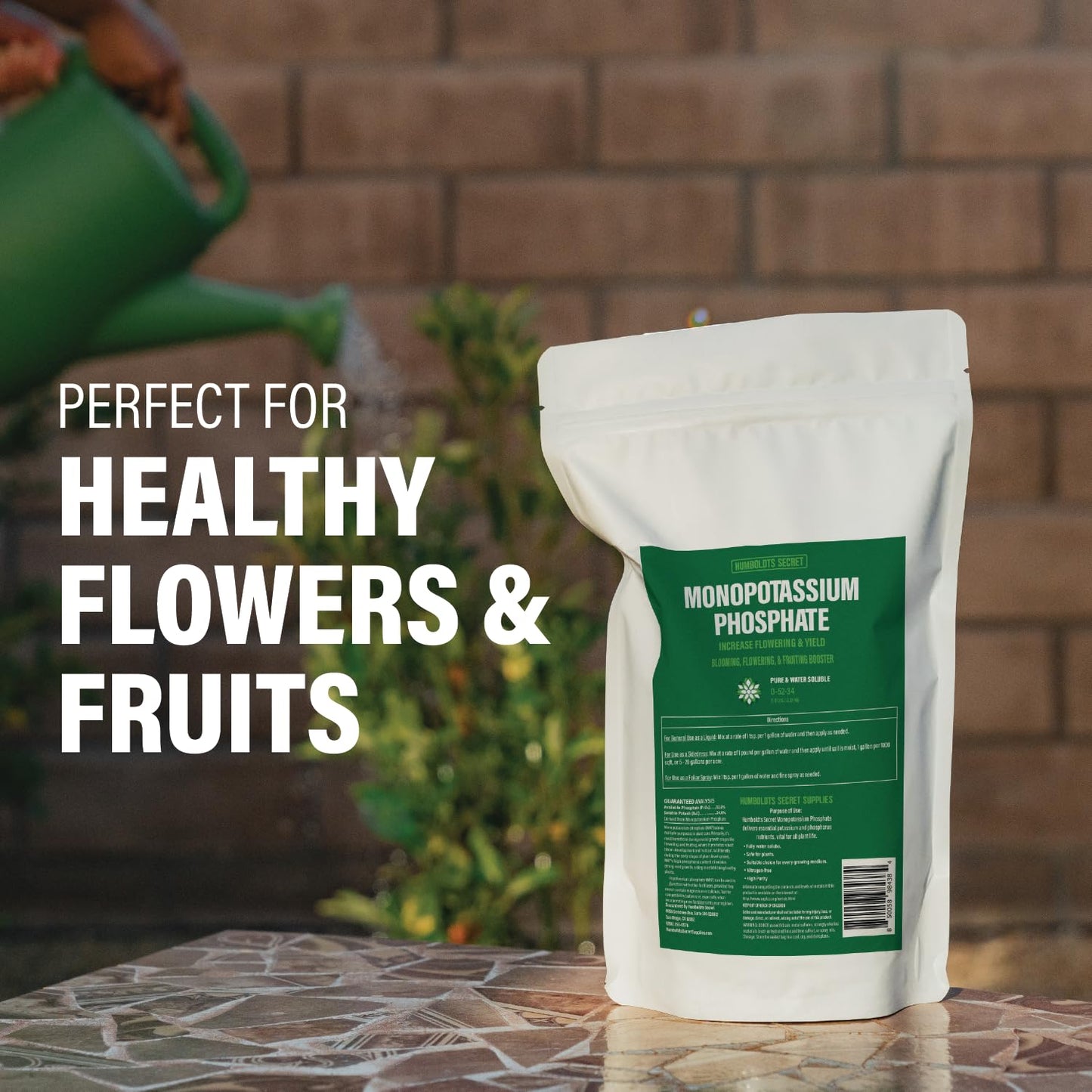 Humboldts Secret Monopotassium Phosphate 0-52-34 | MKP Fertilizer Bloom Booster for Flowers, Fruits & Vegetables | High Purity Water Soluble Phosphorus and Potassium Plant Food | 5 lb