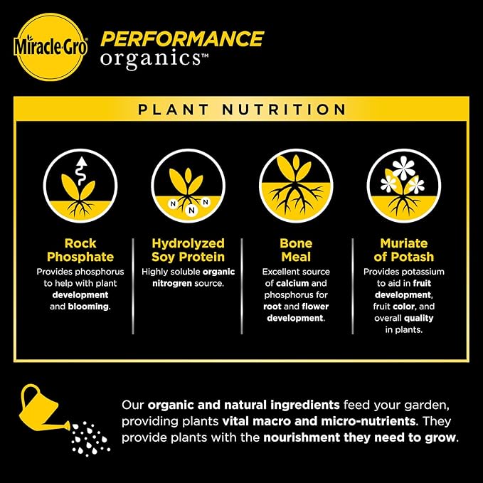 Miracle-Gro Performance Organics Edibles Plant Nutrition - Organic Plant Food Feeds Instantly, for Tomatoes, Vegetables, Herbs and Fruits, Promotes a Bountiful Harvest, 1 lb.