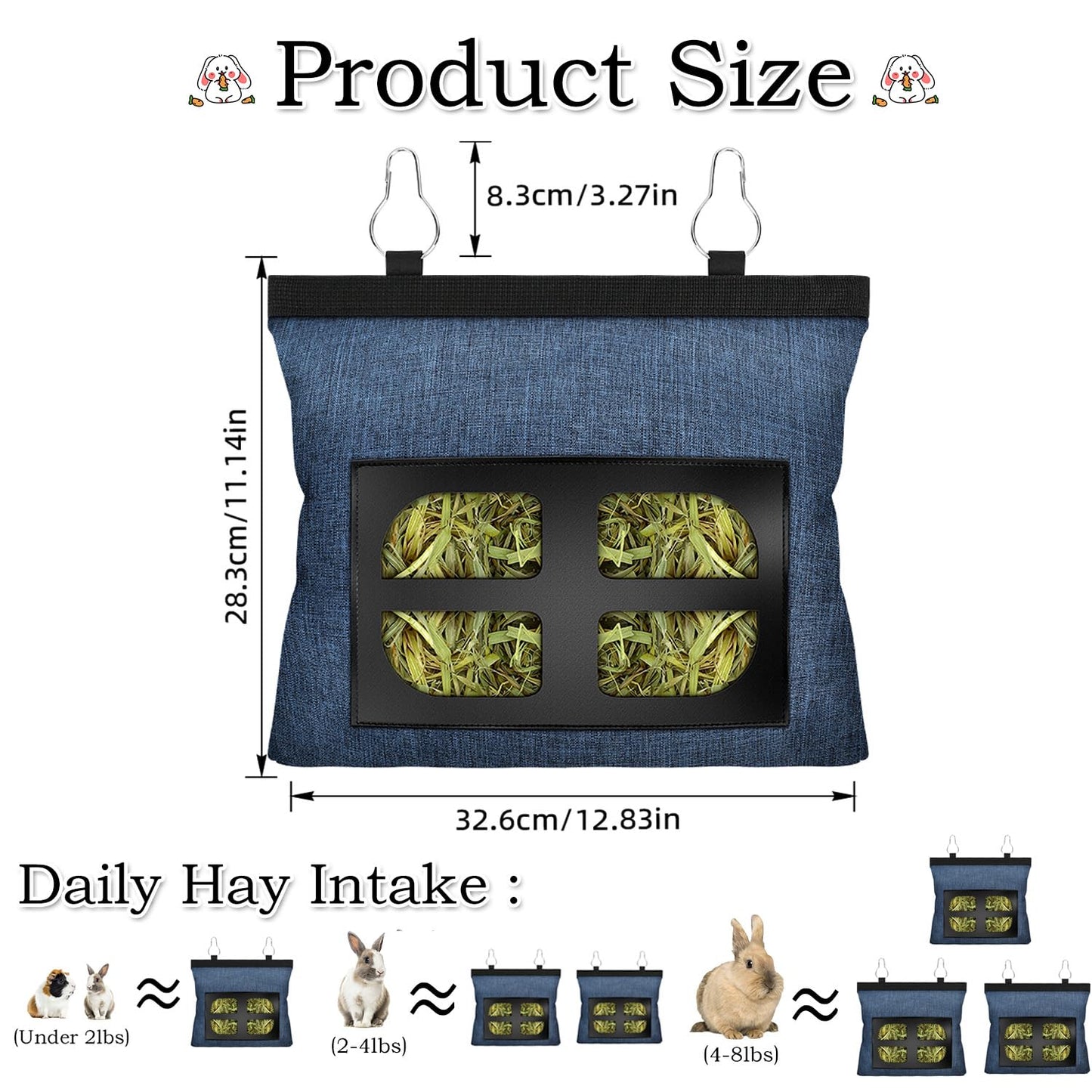 Rabbit Hay Feeder Bag .Guinea Pig Hanging Hay Feeding Bag Storage Dispenser for Chinchilla Hamster Bunny Small Animal Pet