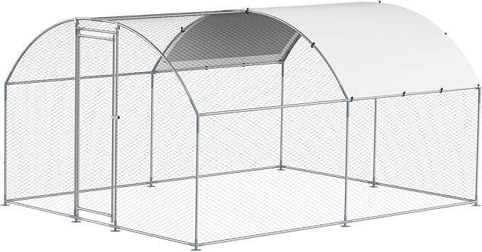 VEVOR Large Metal Chicken Coop with Run, 13.1 x 9.8 x 6.5 ft Walkin Chicken Coop for Yard with Waterproof Cover, Dome Roof Large Poultry Cage for Hen House, Duck Coop and Rabbit Run