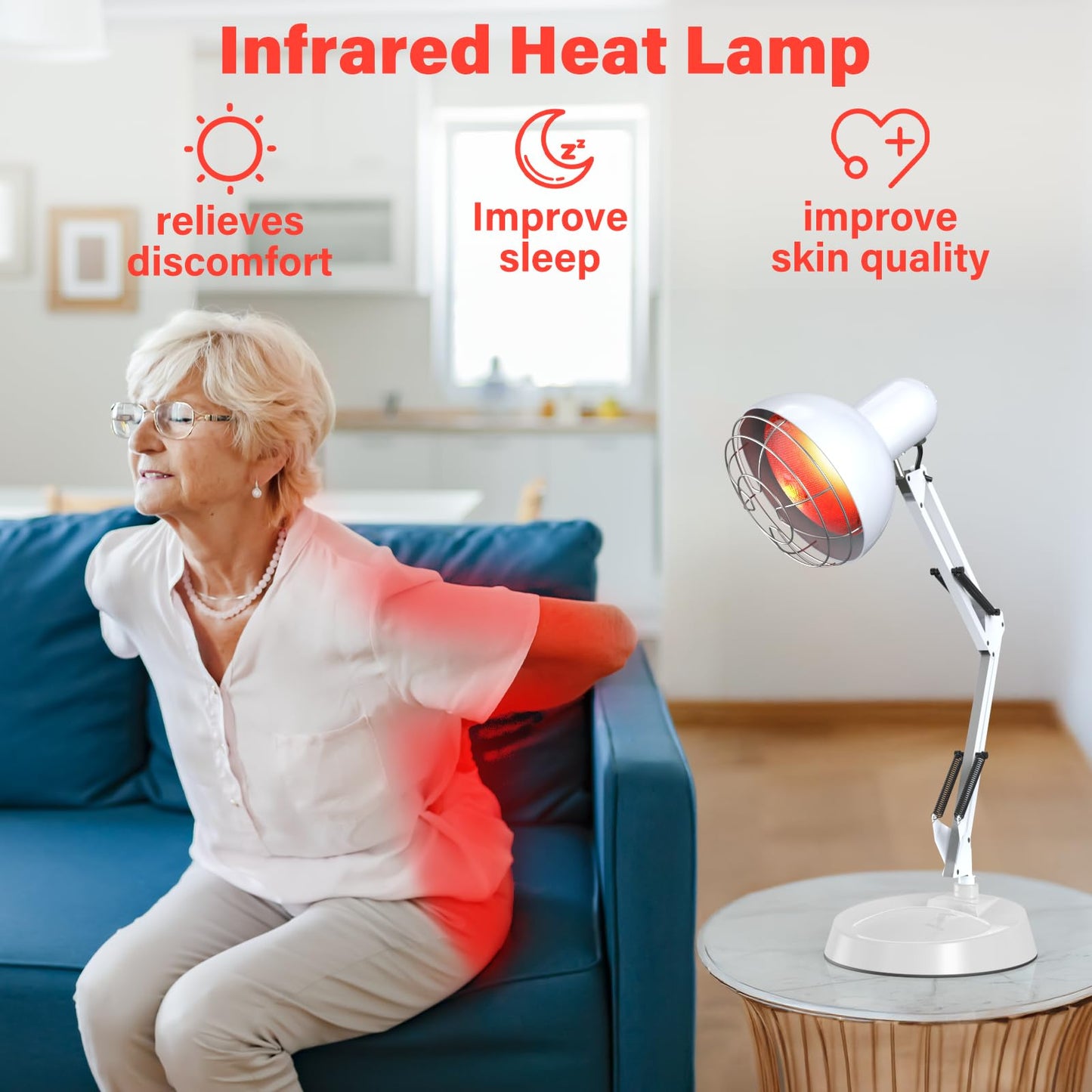 Near Infrared Lamp, Infrared Therapy Bulb Heat Lamp Red Light Therapy for Body Joint Pain and Muscle Aches Infrared Light Home Use Device