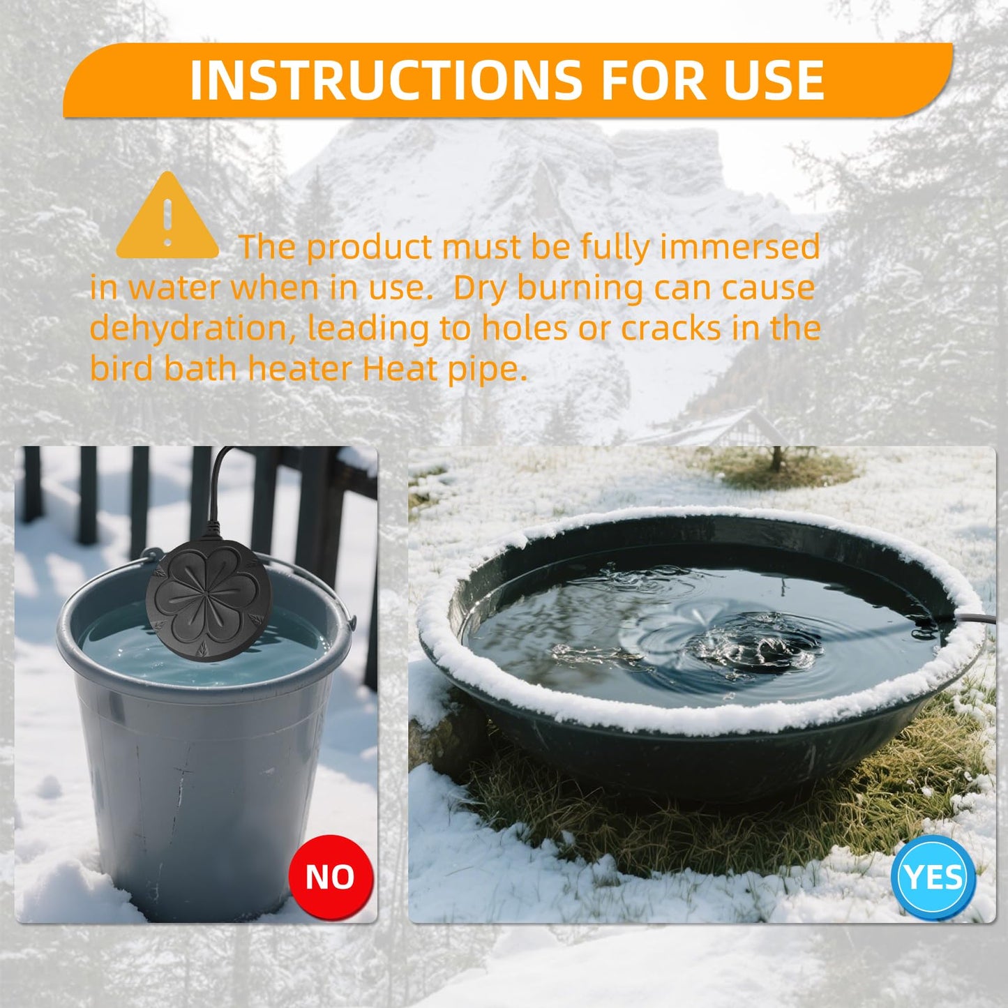 kapwall 110W Bird Bath Heater for Outdoors in Winter–Cast Aluminum Submersible Pond Deicer,Thermostatic Chicken Water Heater,Power Cord 4.92 Ft/1.5M(Black)