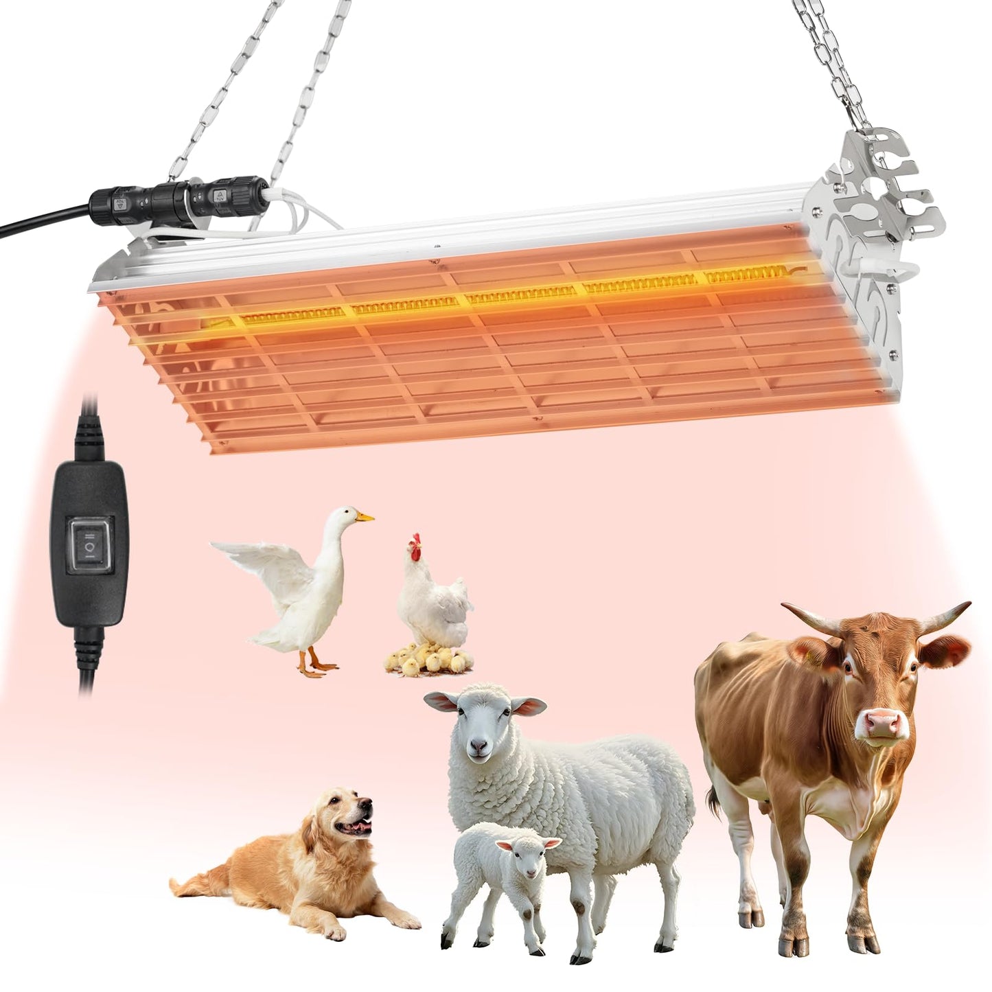 Large Heat Lamp for Chicken Coop, 400 Watts Carbon Fiber Chicken coop Heater, Adjust 2 Mode Temp&Hanging Height, Waterproof,Indoor & Outdoor Heater,For Cow,Sheep,Livestock,size:16.3x5.31x3inch (400W)