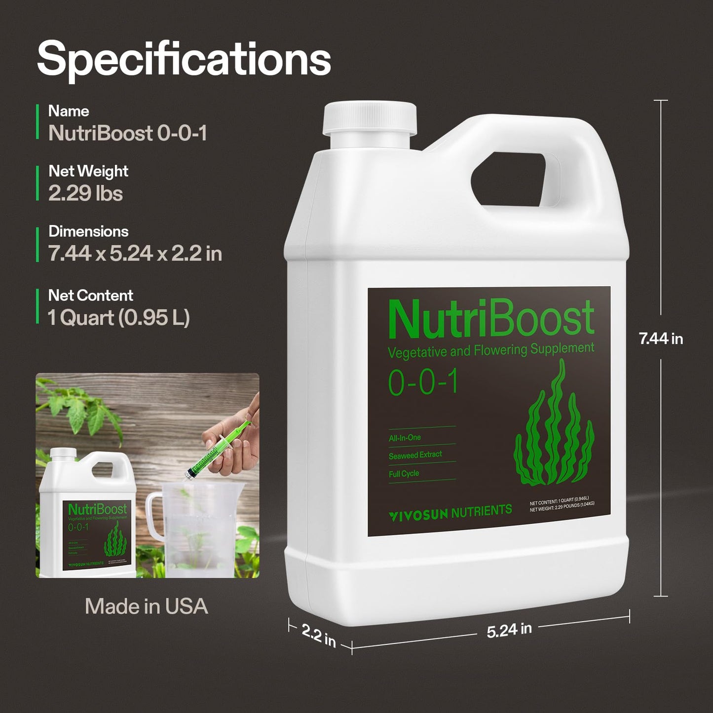 VIVOSUN Nutrient Solution Complete Set, Base A & B Bundle, Bloom Juice (0-6-4), Flowering Supplement Fertilizer, Cal+Mag+Iron (2-0-0), Calcium, Seaweed and Kelp Fertilizer and pH Up & pH Down Kit