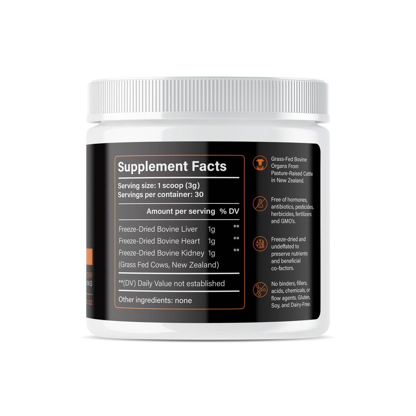 PRIMALRX Bovine Organs: GrassFed Beef Organ Supplement (B12 Vitamins, B Complex Vitamins, Heme Iron Supplements, Vitamin A Supplements, Folate Supplements, Selenium and Zinc Supplements) – 90g Powder