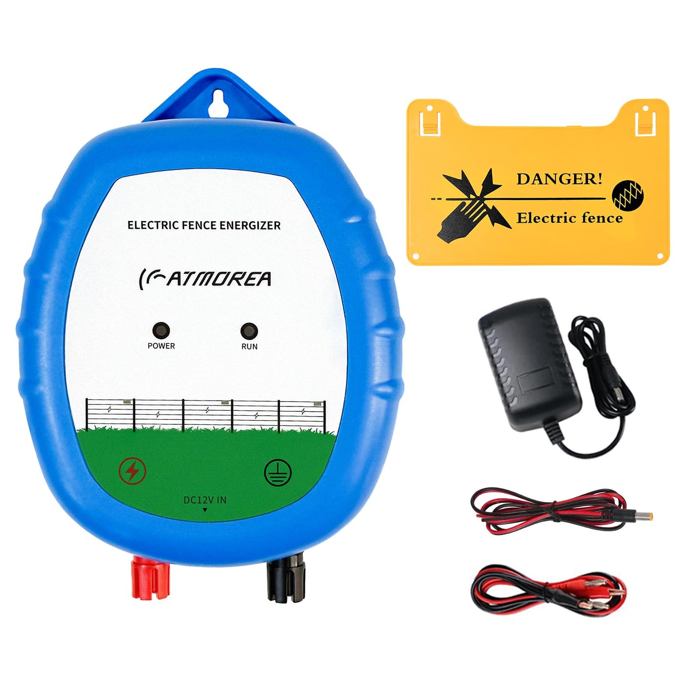 Electric Fence Charger kit, 8 kV High-Power Energizer + 328 ft (100 m) Aluminum Magnesium Alloy Wire + 100 pcs Electric Fence Insulator