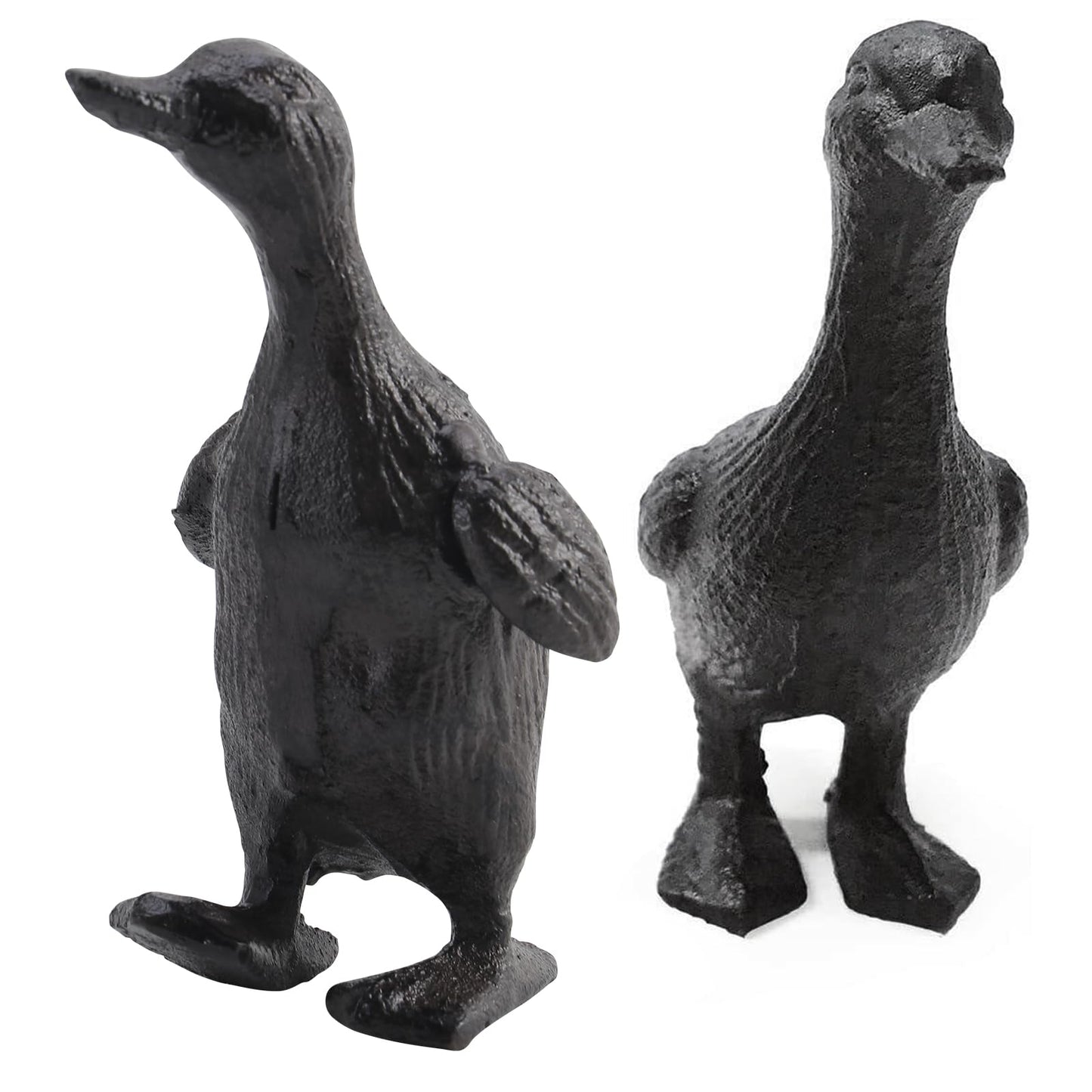 Bolifish Cast Iron Duck Statue Set of 2, Heavy Duty Small Cute Duck Statuary Ducks Decor for Garden Desktop Farmhouse Figure Home Decoration