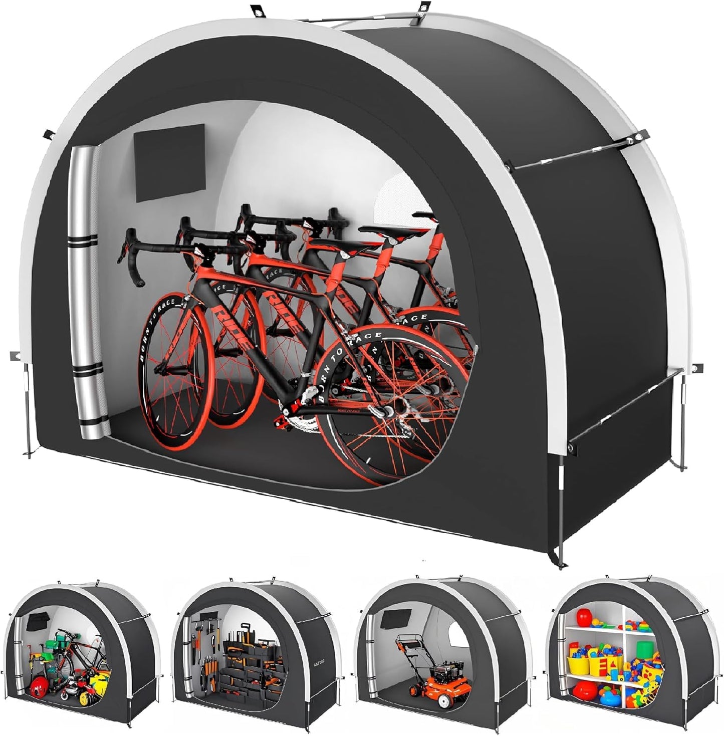 SOFFRIA 39.4" Larger Storage Shed Tent for Bike Motorcycle ebike eScooter Lawn Mower Outdoor Canopy Shelter Protection with Water Resistant Dustproof Windproof and Sunproof for RV Travel