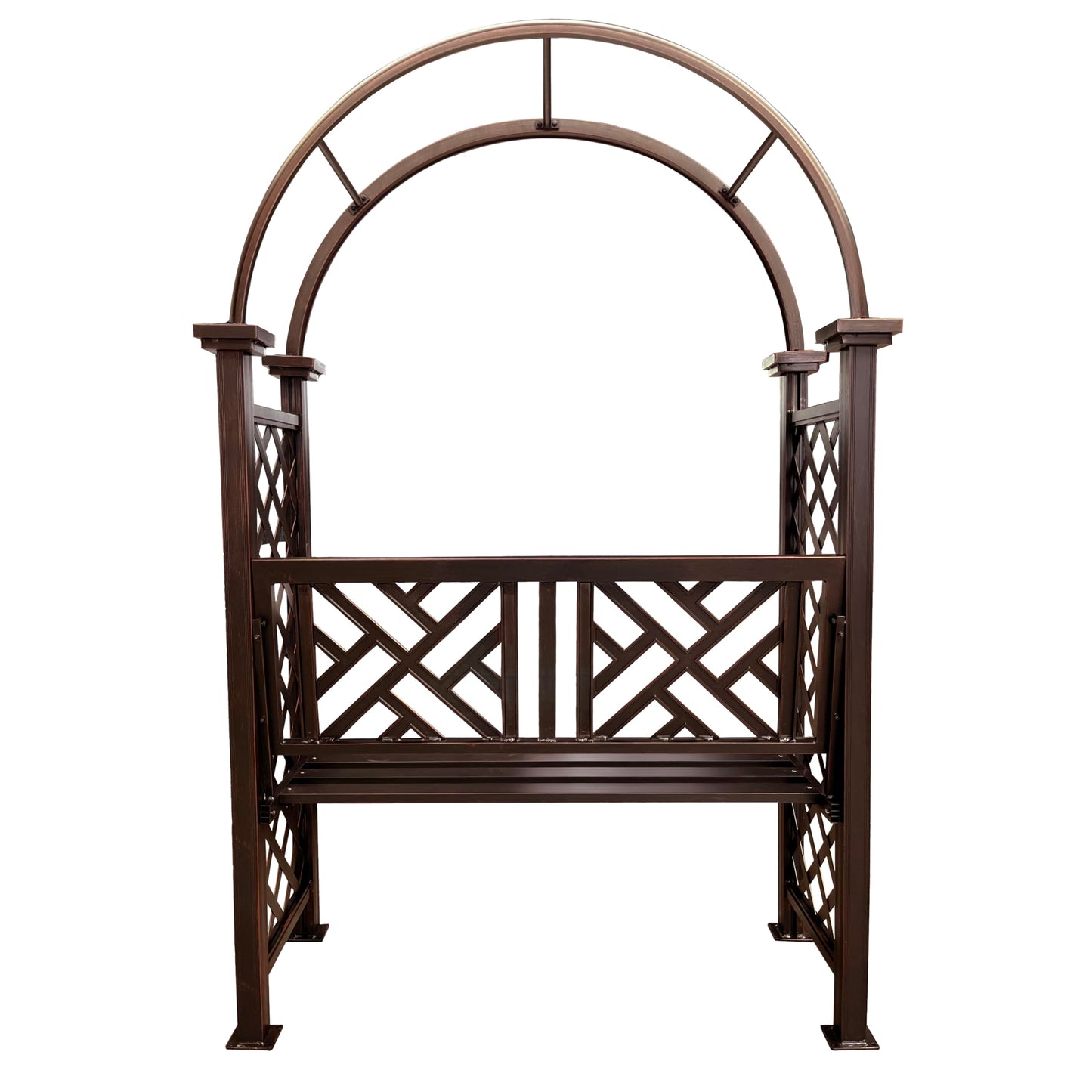 Bronze Aluminum Garden Arbor Arch with 2-Seater Bench