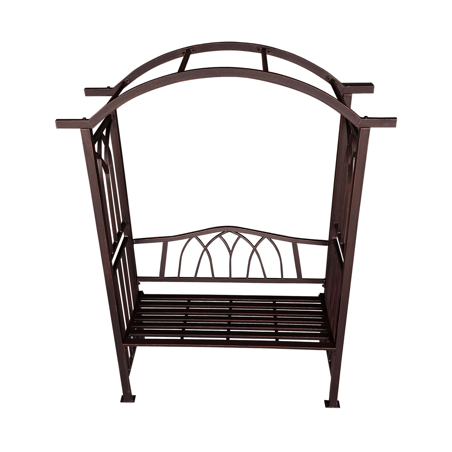 Bronze Aluminum Garden Arbor Arch with 2-Seater Bench