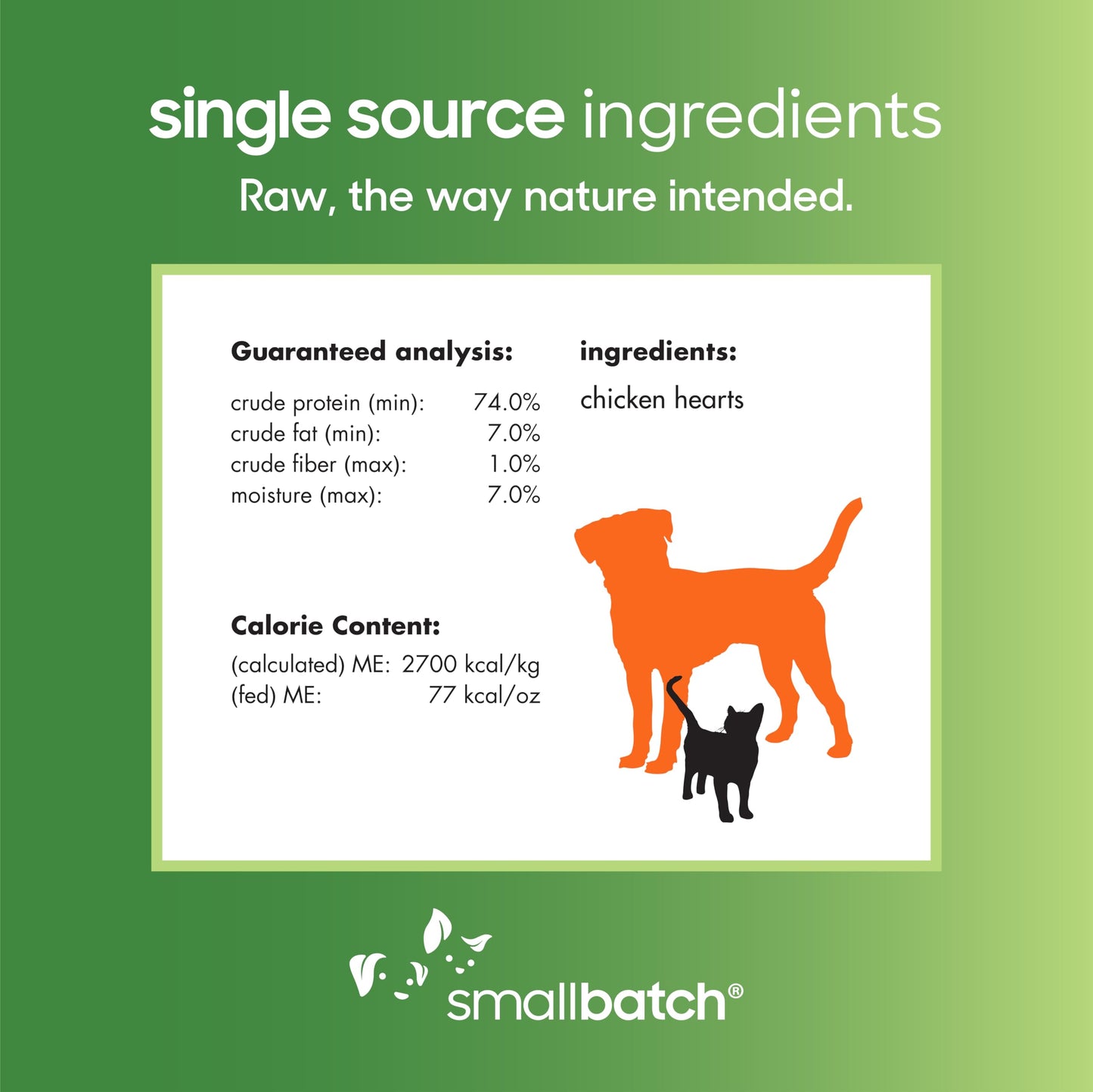 smallbatch Pets Premium Freeze-Dried Chicken Heart Treats for Dogs and Cats, 3.5 oz, Made and Sourced in The USA, Single Ingredient, Humanely Raise Meat, No Preservatives or Anything Artificial Ever