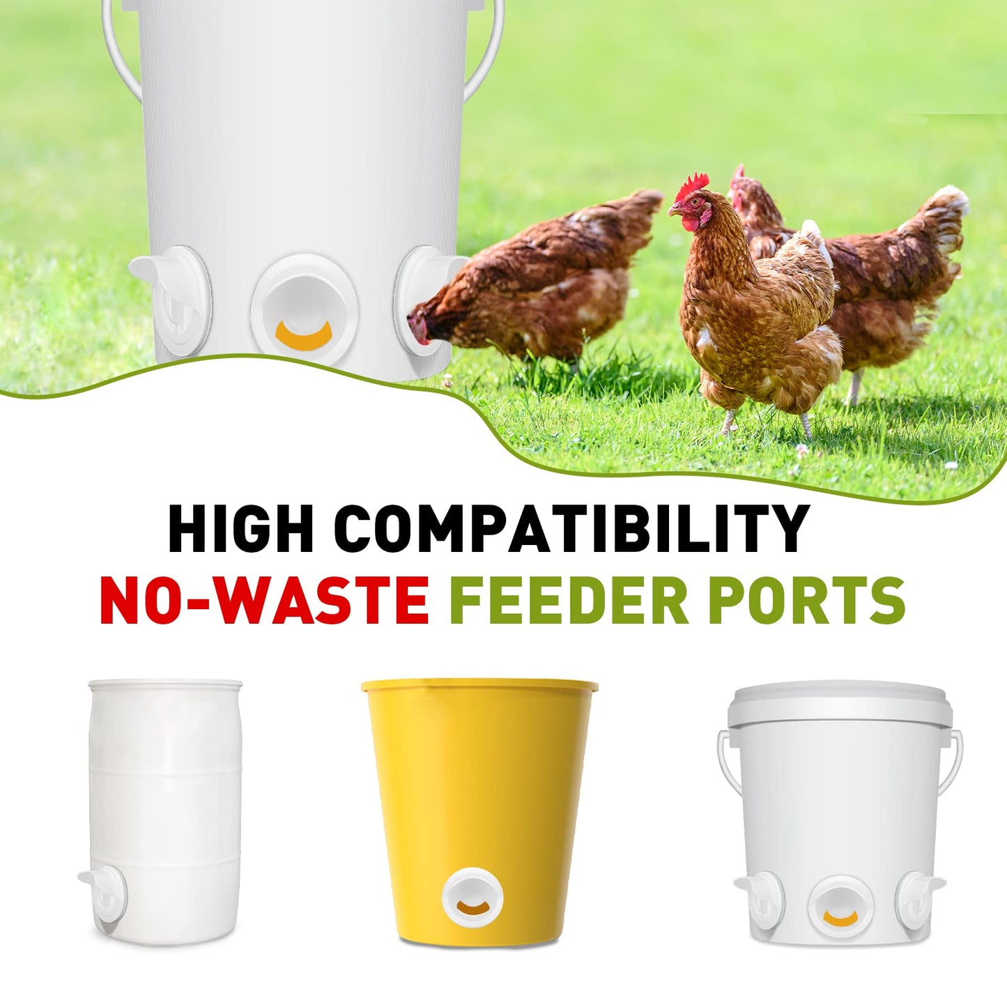 12 Pcs DIY Chicken Feeder Kit and 12 Pcs Chicken Water Cup Kit, Gravity Chicken Waterer Cup and Automatic Chicken Feeder Port Kit with Hole Saw, Poultry Feeder No Waste for Chicken Duck Bird Quail