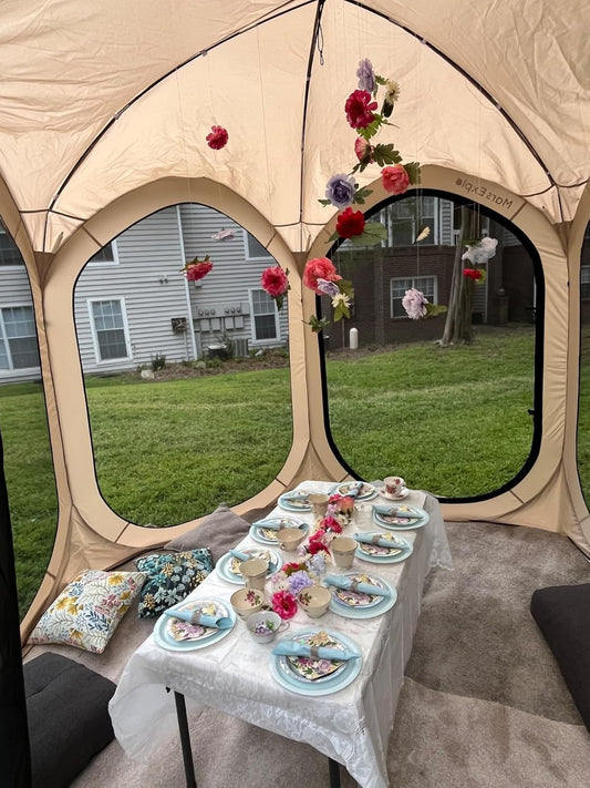 Mars Explo Screen Pop Up House Room Tent, Canopy Sun Shade Shelter for Camping, Patio, Backyard, Deck & Outdoor Activities, Portable Gazebo, Not Waterproof, 10'x10',Beige
