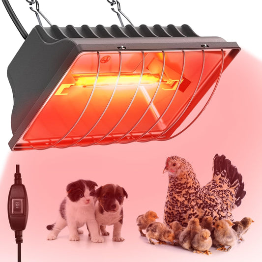 2 Pack 250W Chicken Coop Heater for Chicken Dog Kennel, Cat Bed, Reptiles & Incubators, 2 Heating Mode Warmer for Chicken Coop in Winter, Inside and Outdoor Pet Total 4 Heating Tube as Backup Lamp