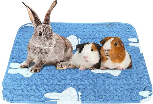 kathson 2 PCS Rabbit Cage Liners Washable Super Absorbent Sleep Pad Bed for Guinea Pig Small Animals Reusable Fleece Bedding Anti-Slip Mats for Bunny Hedgehog Kitten Chinchilla (18 x 24inch)