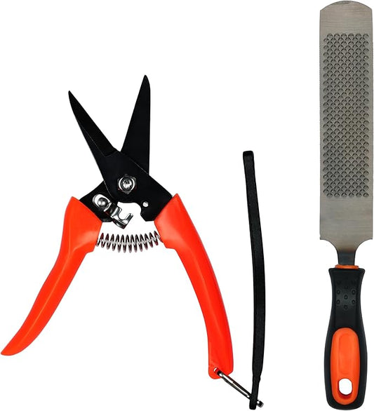Goat Hoof Trimmer & Hoof Rasp File Set - Livestock Hooves Care Tools for Goats/Sheep - Precision Hand Pruners - Trimming Garden Secateurs