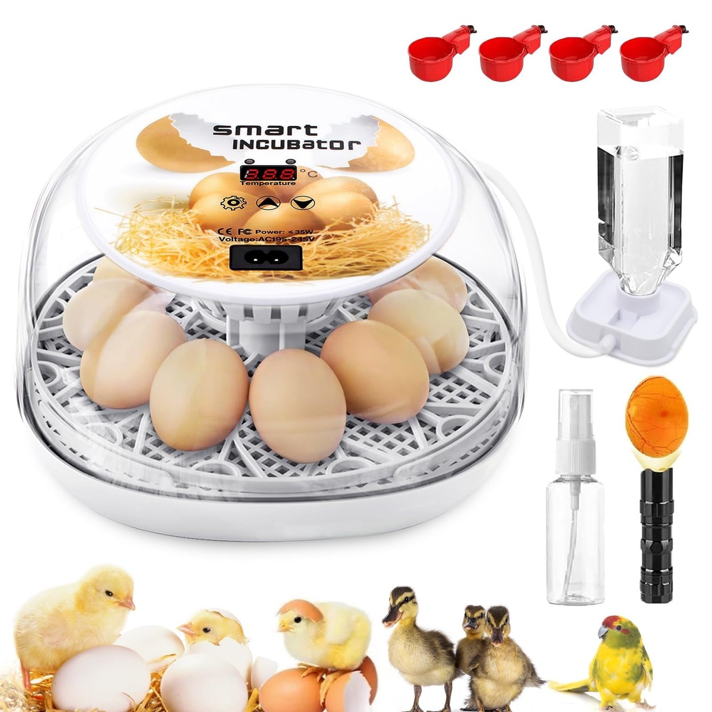 Egg Incubator with Automatic Egg Turning Control, Incubators for Hatching Eggs, Chicken, Ducks, Goose, Pigeon, Quail, Parrot Incubator for Farm, Lab, Science Classroom, Home