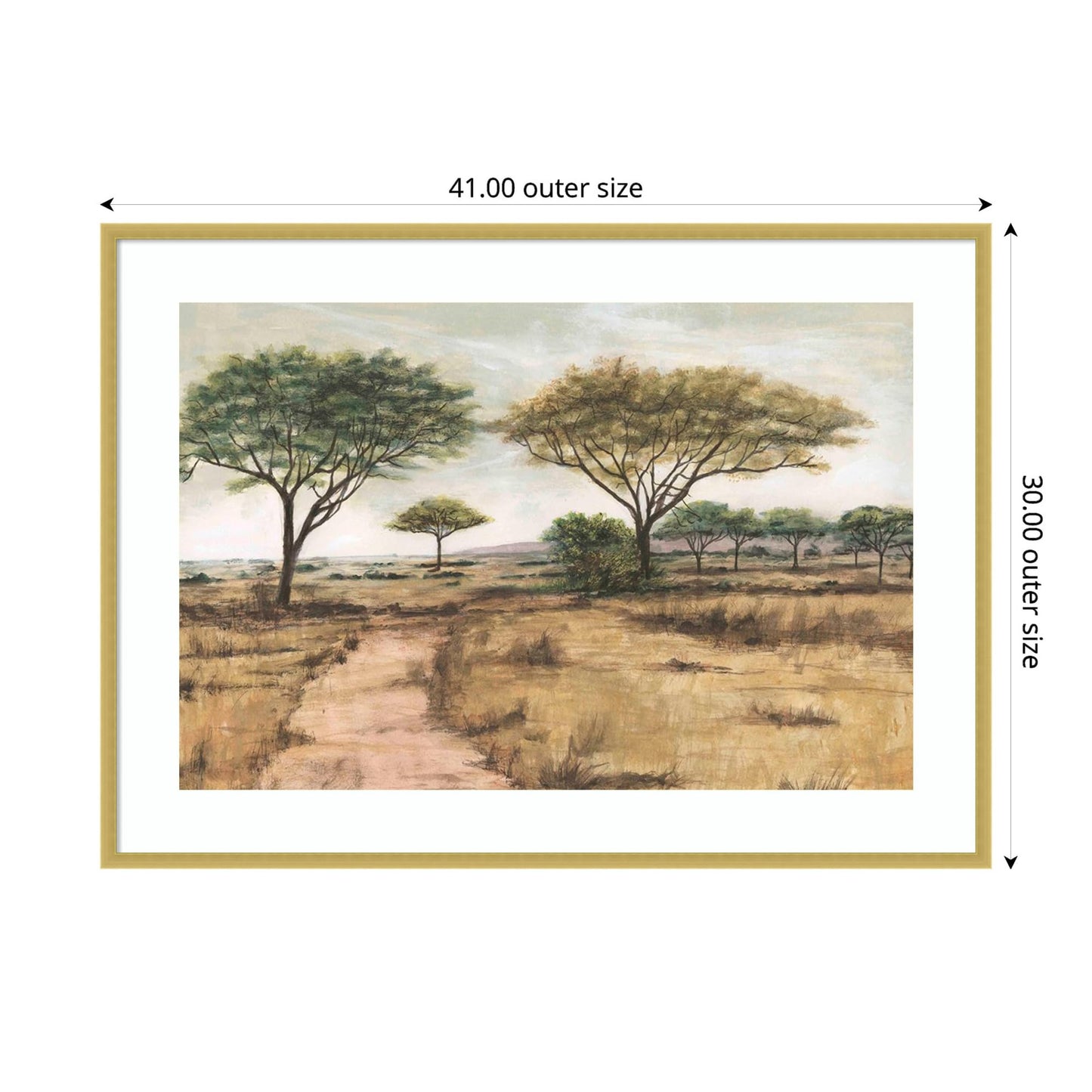 Amanti Art Framed Wall Art Print 30x41 Savanna Plain I by Michael Willett, Landscapes Wall Art, Rustic Farmhouse Decor, X-Large Poster Painting Artwork for Living Room, Bedroom, Bathroom, Kitchen
