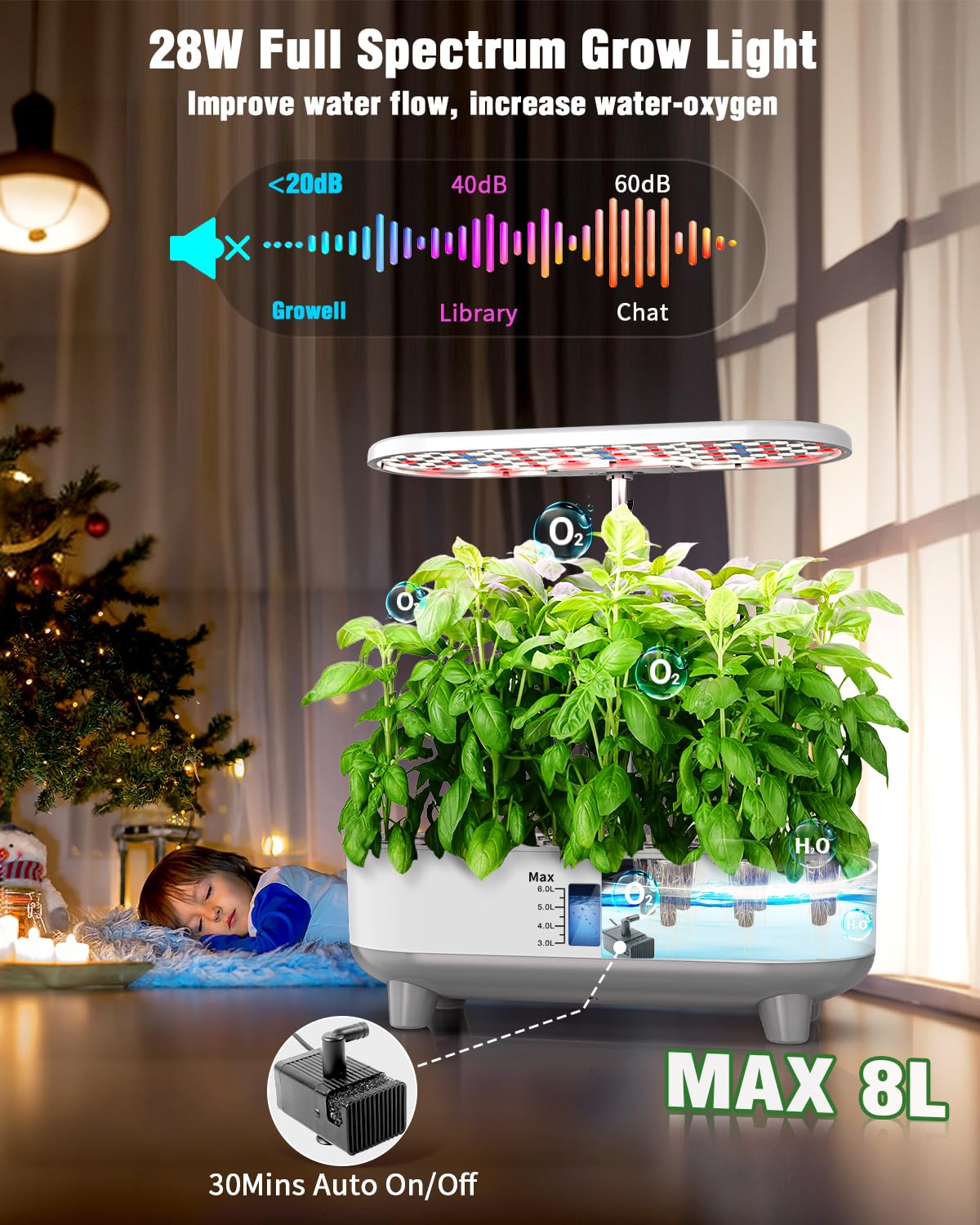 Growell 16 Pods Hydroponics Growing System Kit & 90 Pods Vertical Indoor Garden