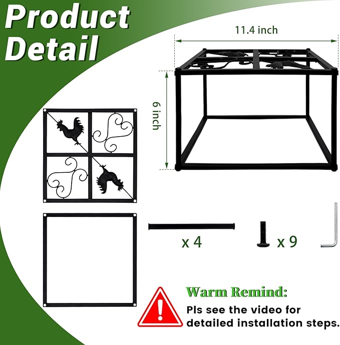 2Pcs Metal Stand for Chicken Feeder Waterer Heavy Duty Chicken Water Feeder Stand Holder with 4 Legs Iron Chicken Waterer Bucket Barrel Stand Rectangular Support Rack for Coop Poultry Indoor Outdoor