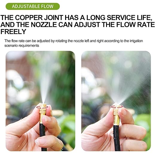 Drip Irrigation Kit Automatic Watering System for Potted Plants, 360 Degree Adjustable Copper Micro Sprinklers, Quick Connect Tubing Fittings for Garden, Lawn, Patio, Balcony(25 Nozzles)