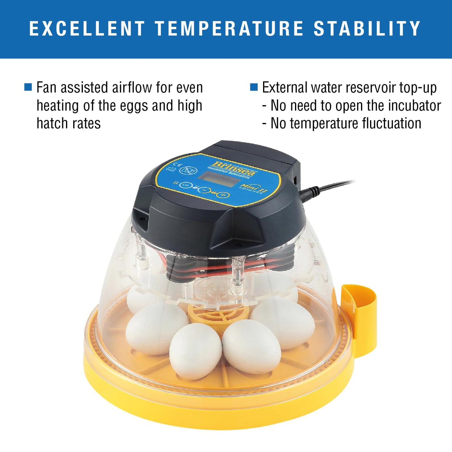 Brinsea Mini II Advance Egg Incubator with Automatic Egg Turning and Temperature Control for Hatching 7 Chicken, Duck, or Other Eggs, Ideal Incubator for Hobbyists, Teachers, and Learners