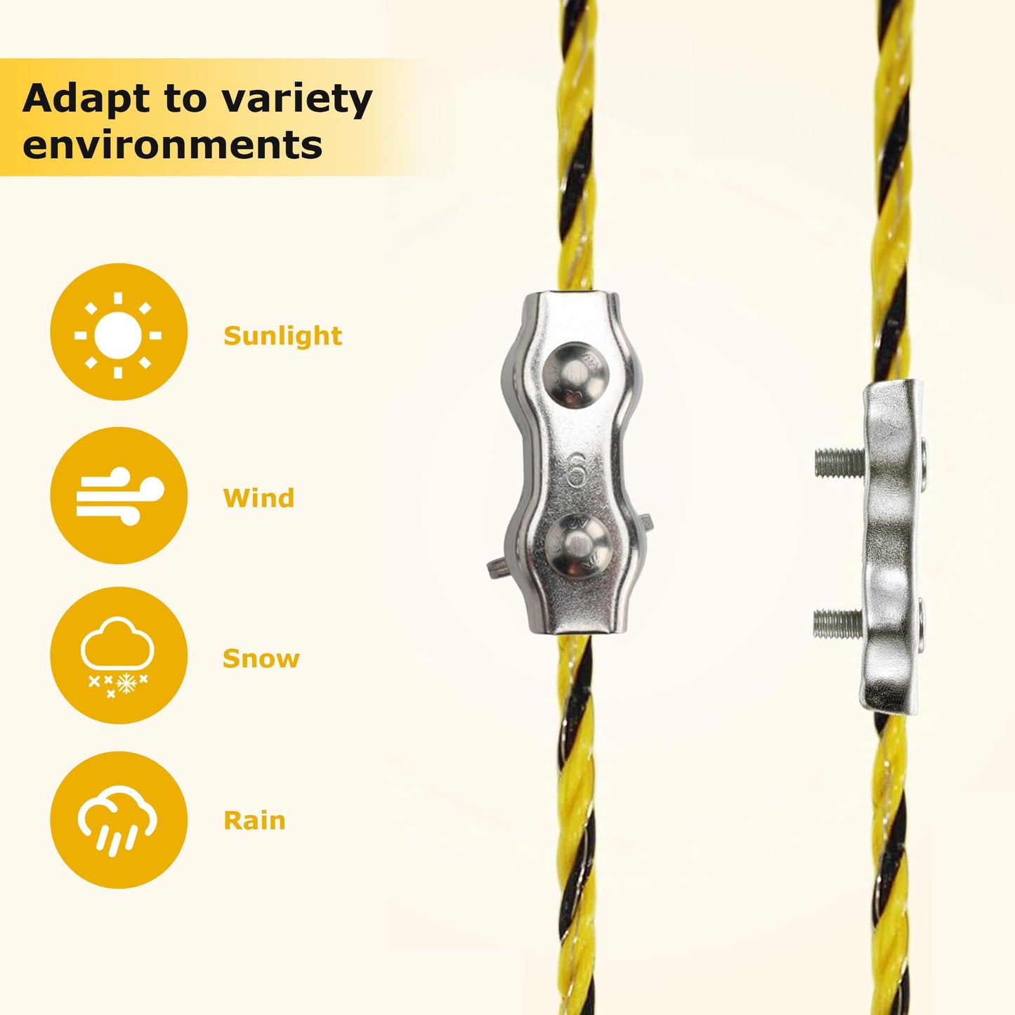 Electric Fence Wire Kit - 1640 Feet 500 Meters Electric Fence Polywire, 50 PCS T-Post Insulators, 4 PCS Robber Electric Fence Gate Handle Insulators, 20 PCS M4 Poly Rope Connectors