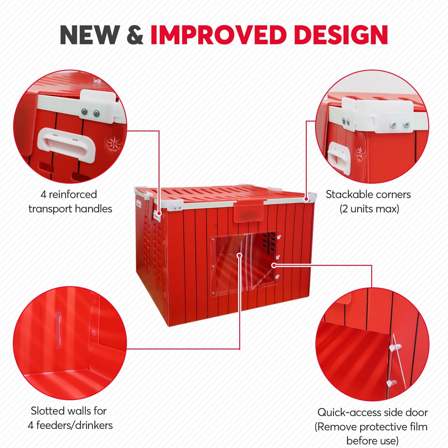 EPHIFY Red Barn Chicken Coop for 1-8 Chicks | 2025 Upgraded Chicken Brooder Box for Chicks, Ducklings, Quail | Portable & Lightweight Plastic Housing